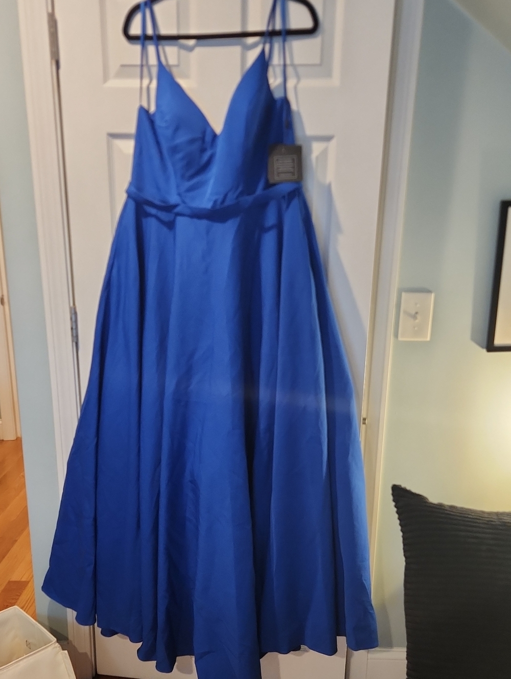 Mac Duggal Royal Blue Evening Dress with Spaghetti Straps